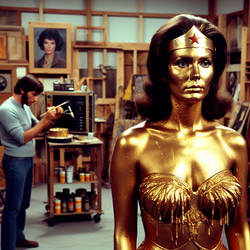 Wonder Woman Trapped By Quick Drying Gold Paint