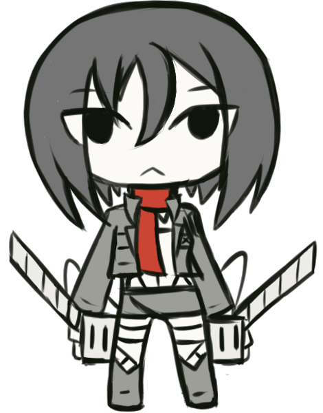 Monochrome chibis: Mikasa