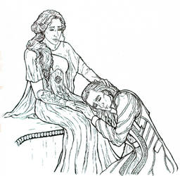 Loki and Frigga Lineart