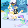 Flash Sentry, petting Princess Celestia.(gif)