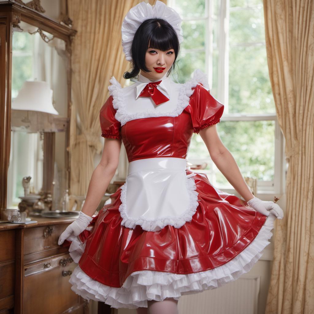 Latex Japanese French Maid In Short Flared Red Dr By Maddymaid2 On latex-japanese-french-maid-in-short-flared-red-dr-by-maddymaid2-on