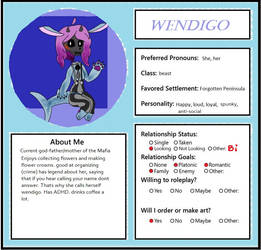 Wendigo: Relationship sheet