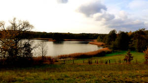 Autumn lakes on countryside