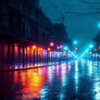 Sleeping city at rainy night