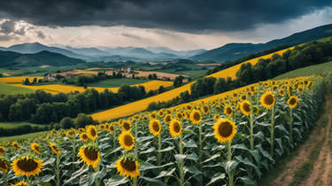 Cloudy day in countryside