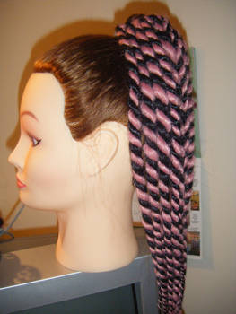 Pink black candy cane dreads