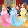 Aurora, Cinderella and Belle in prom dresses