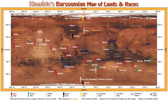 Barsoomian Map of Lands and Races