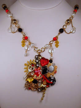 Puttin on the Ritz Charm Collage Decora Necklace