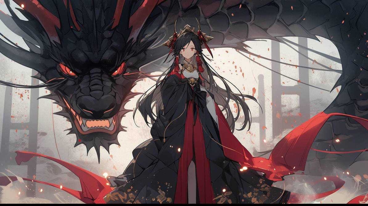 Anime girl with a dragon by Amenale on DeviantArt