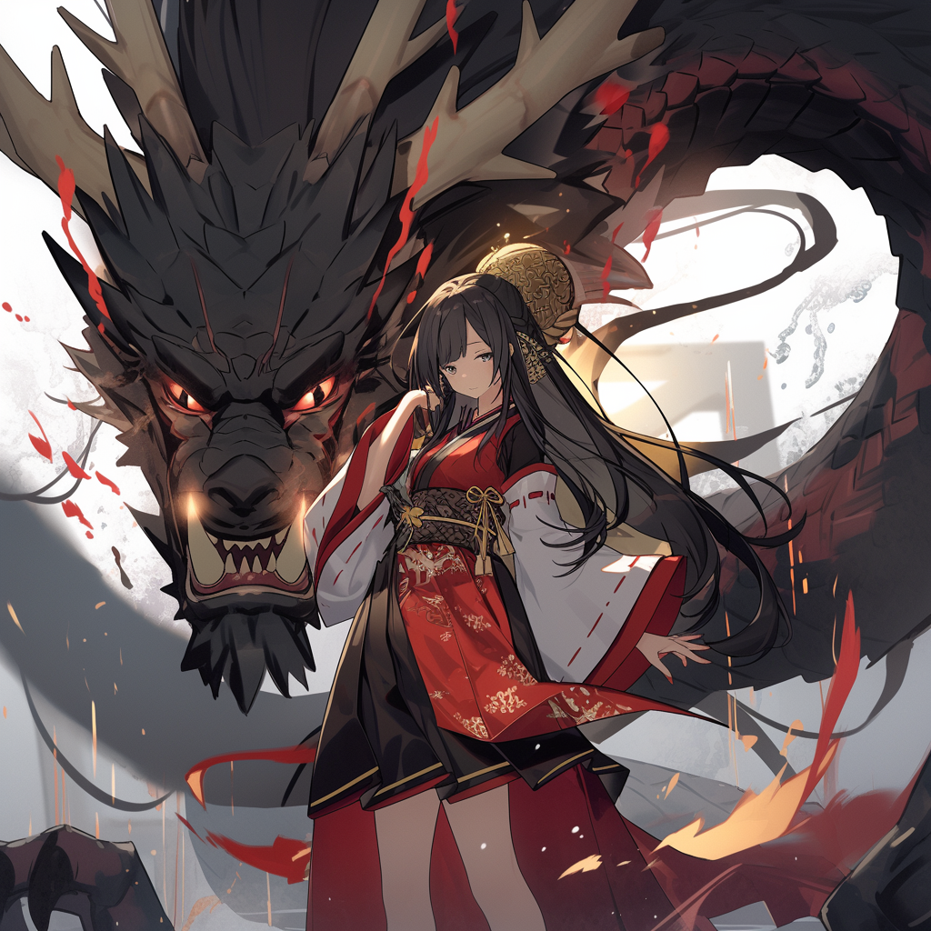 Anime girl with a dragon by Amenale on DeviantArt