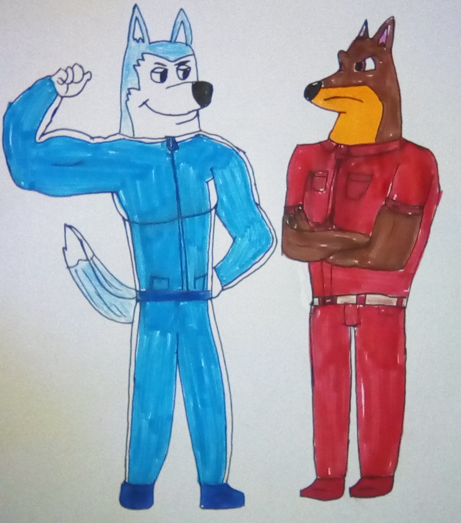 Exile flexing in his tracksuit in front of Blitz