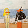 Buff Daffy Duck and Melissa Duck on the beach
