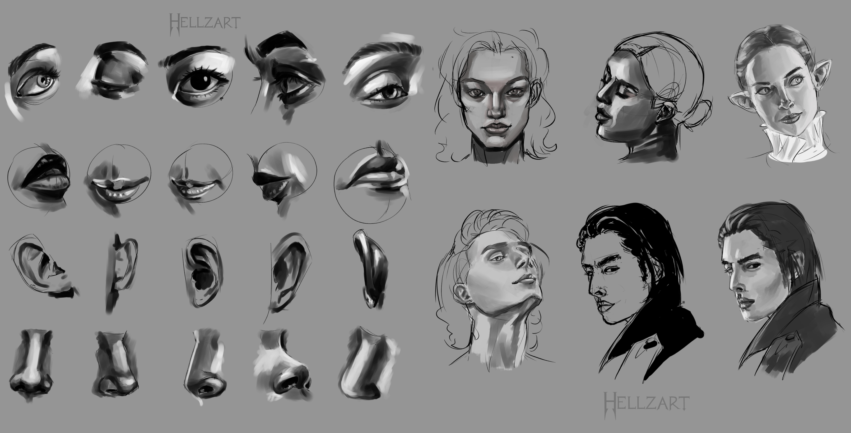 Face Studies by Hellzart on DeviantArt