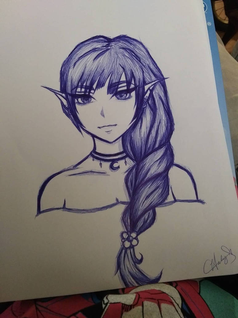 Anime Girl With Braided Hair By Wildrageart On Deviantart