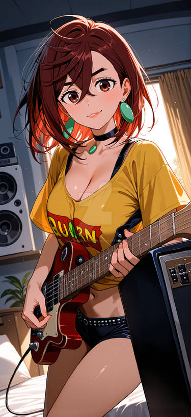 Momo Ayase Learning Guitar