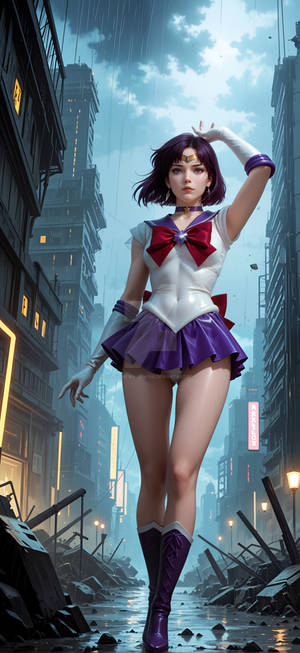 Sailor Saturn - Neon Cyberpunk
