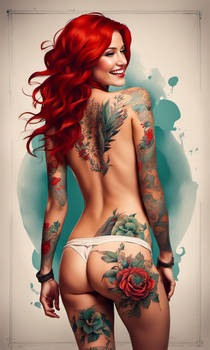 Hot red head with tats