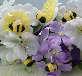 Poly Clay Bumblebee Earrings