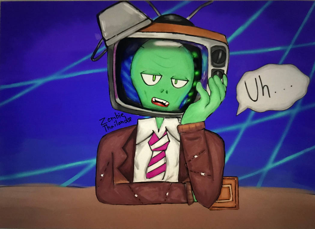 I drew a fanart Tv head from pvz bfn games!!!!!TWT by ZombieThailand on
