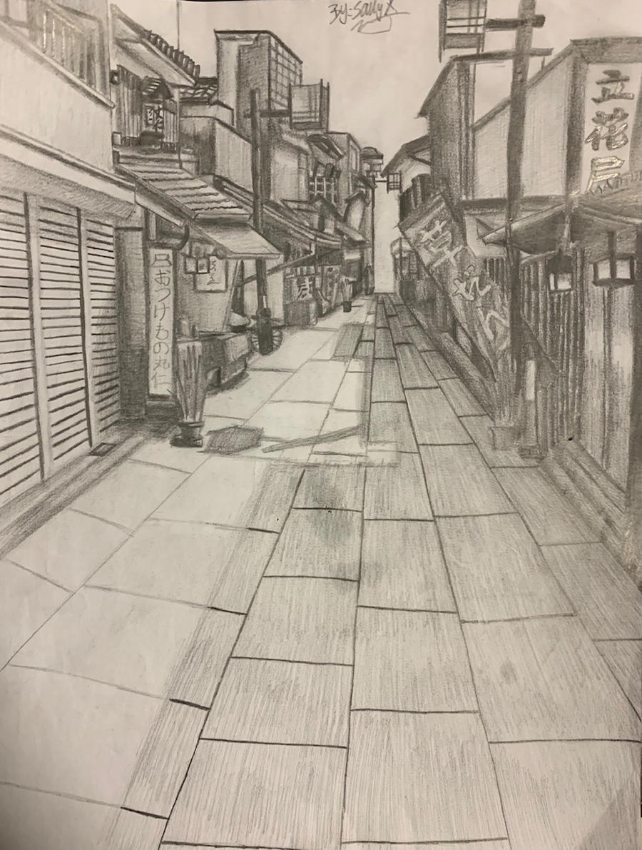Perspective Drawing Japanese Street Town By Sallyxwang On Deviantart Perspective Drawing Japanese Street Town By Sallyxwang On Deviantart