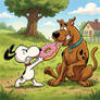Snoopy and Scooby tug of war