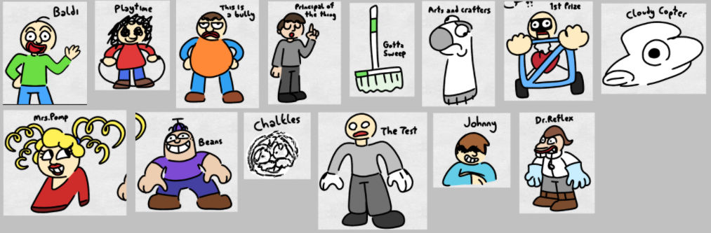 i drew every Baldi's Basics (plus) character by SASHWasHere on DeviantArt