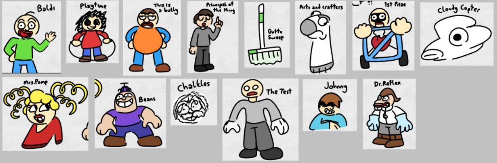 i drew every Baldi's Basics (plus) character by SASHWasHere on DeviantArt