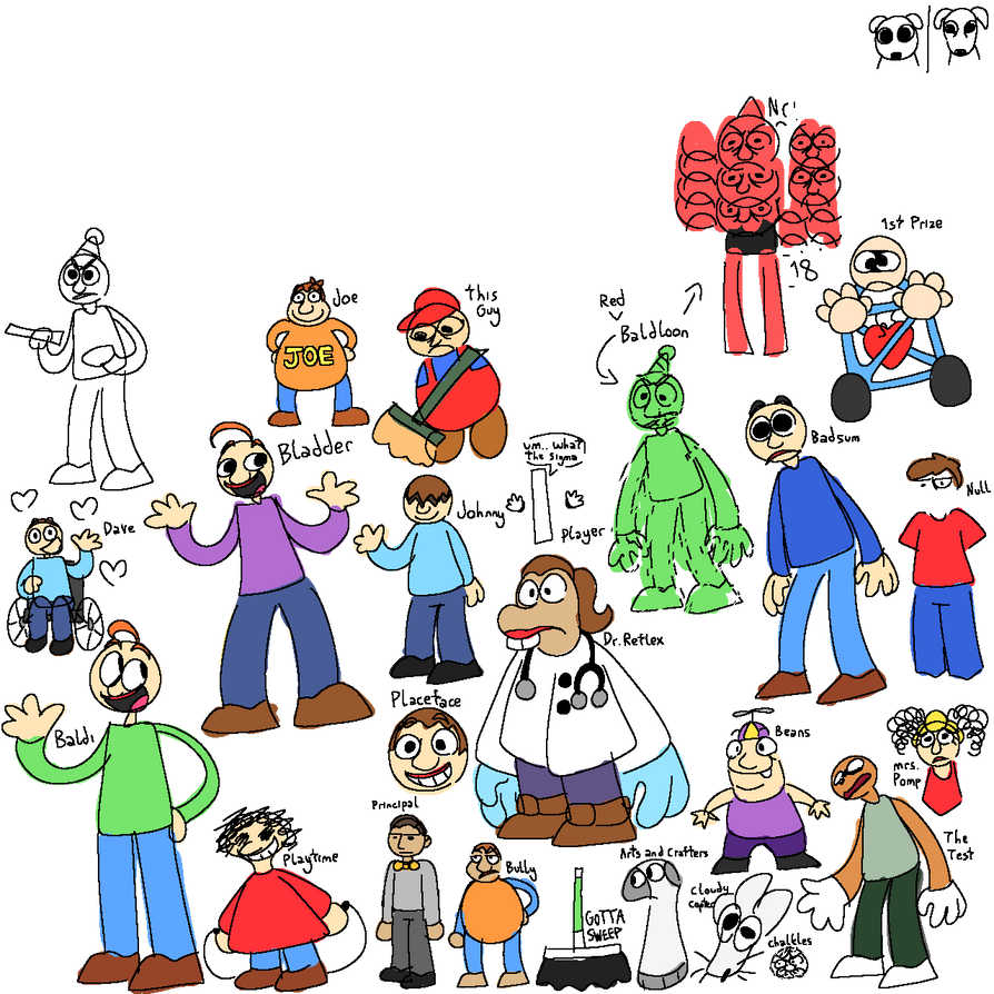 Matlab Baldi A doodle of every Baldi's character (And Dave) by SASHWasHere on DeviantArt