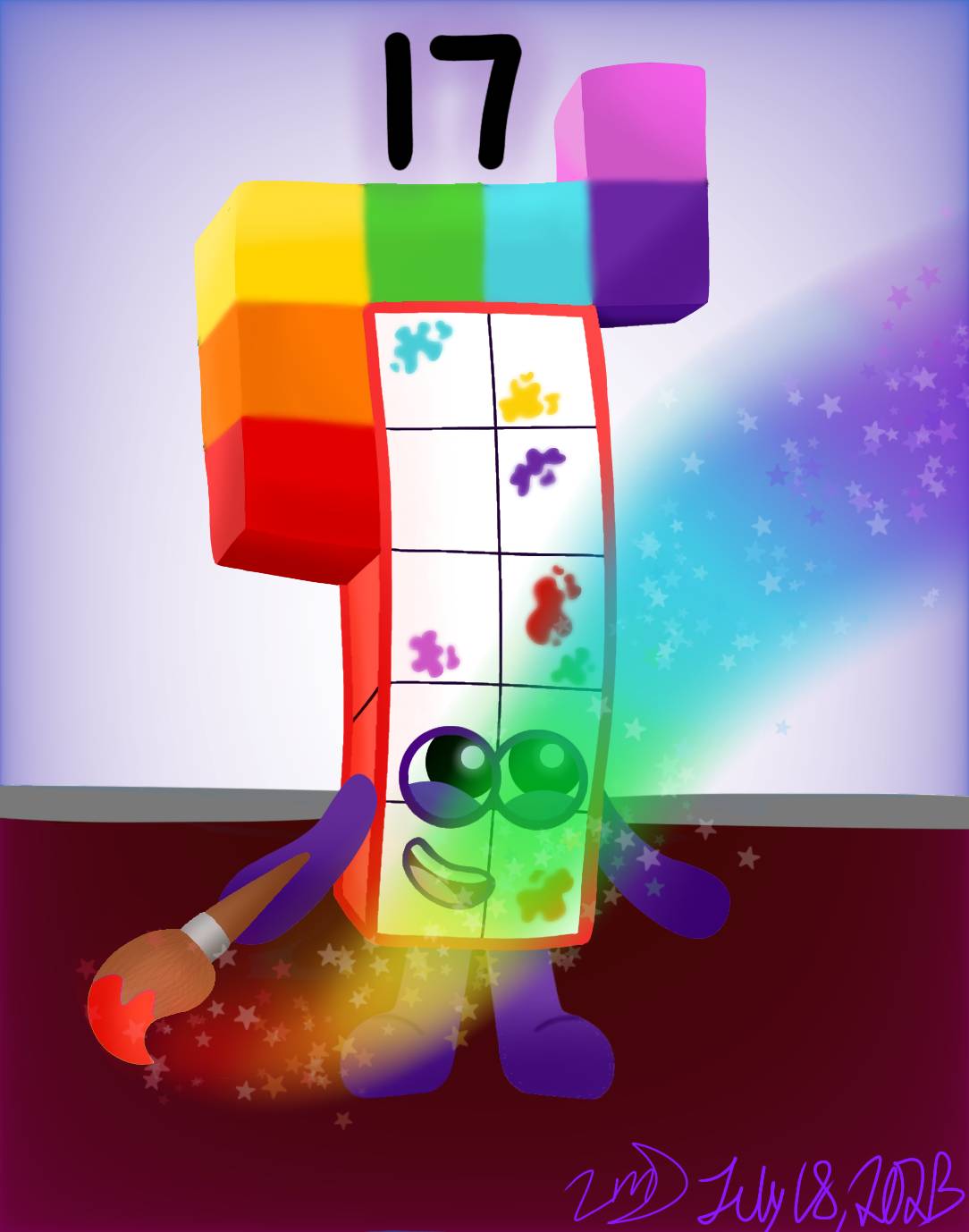 Numberblocks 17 won the drawing contest - Numberblocks fanmade coloring  story in 2023