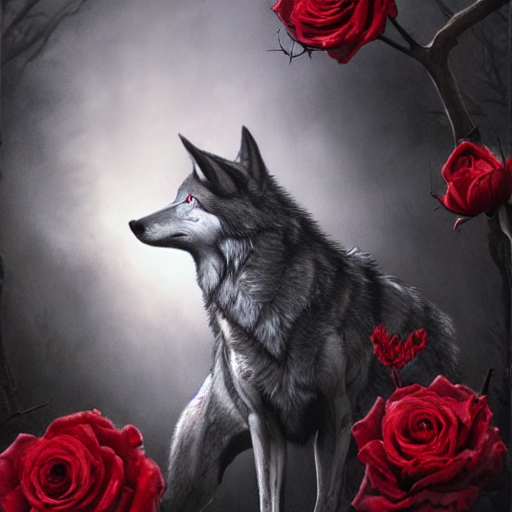 wolf with roses by jjacobewill on DeviantArt