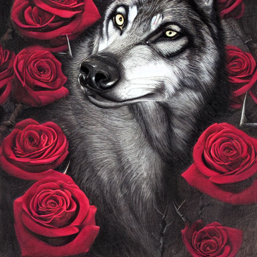 wolf with roses by jjacobewill on DeviantArt