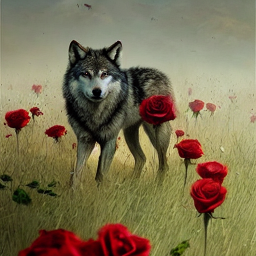wolf with roses by jjacobewill on DeviantArt