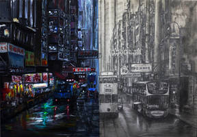 Hong Kong Life (Oil Painting and Graphite) 27x20