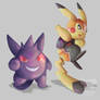 Pikachu Libre and Gengar