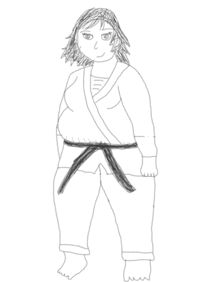 chubby martial artist character-sketch