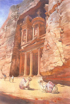 Camels nad Petra 56x38 cm