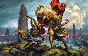 Sreng of the Firbolg battles Prince Nuada