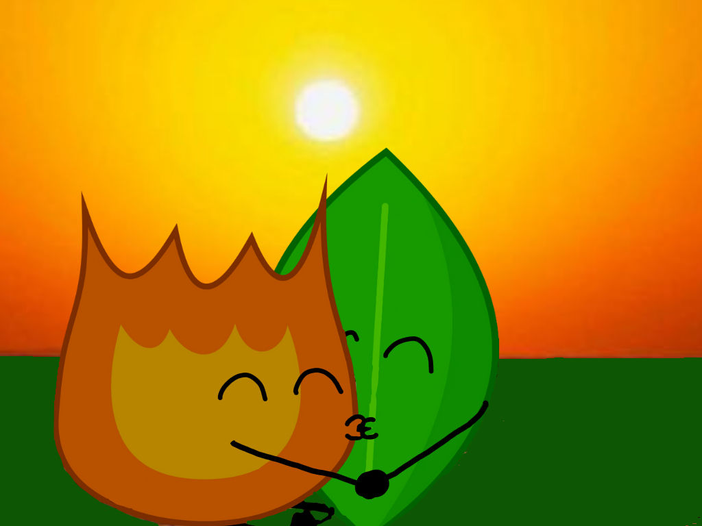 BFDI Firey And Leafy Kissing
