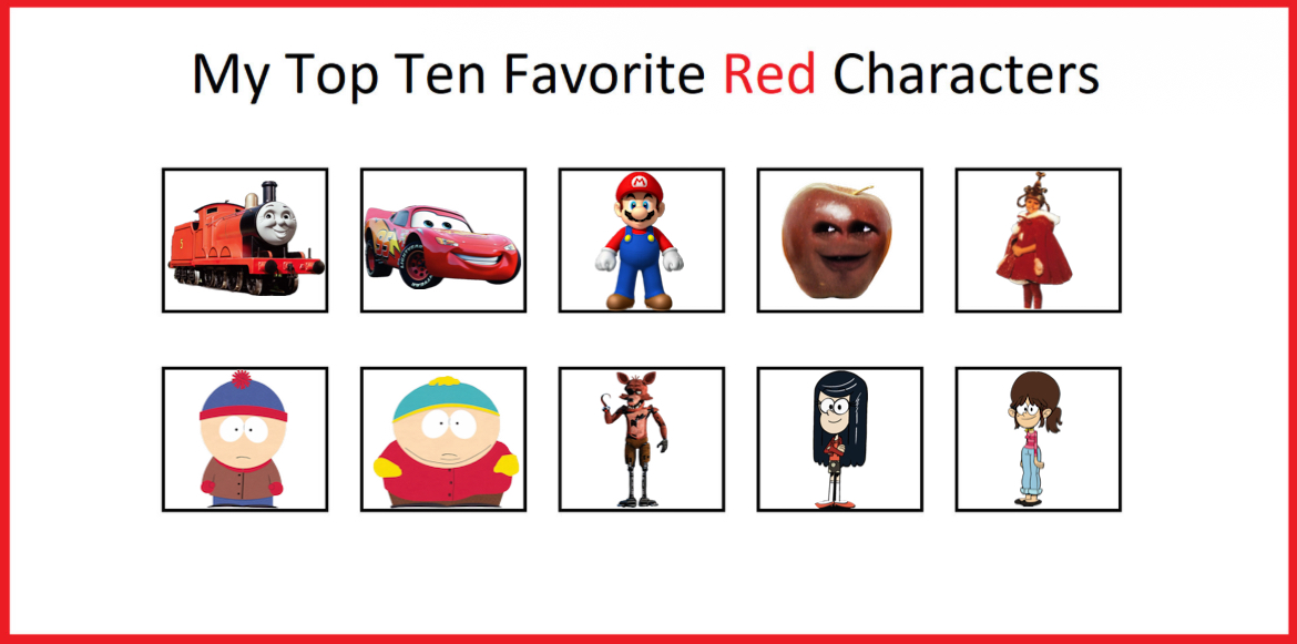 My Top 10 Favorite Red Characters by ewanpaymah on DeviantArt