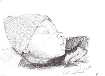 A sketch of Caden snoozing.