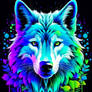 Wild Aura - A Neon Vision of the Mystical Wolf