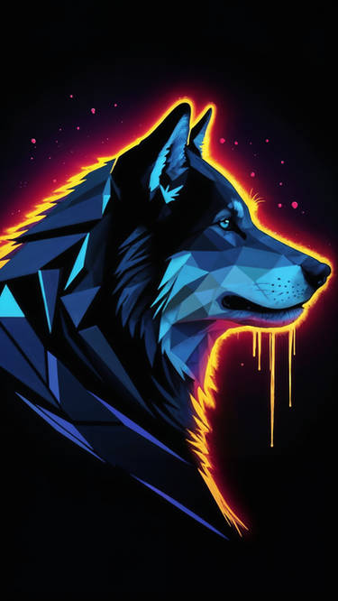 Geometric Night Wolf Art - Stellar Canine Elegance