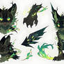Emerald Forest Dragon Cat Character Art