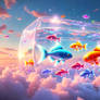 Dream Sky Aquarium Floating Goldfish Art