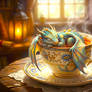 Sleeping Baby Dragon in Magical Tea Cup