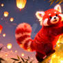 Magical Red Panda in a Glowing Bamboo Forest