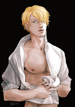 Sanji in white shirt.