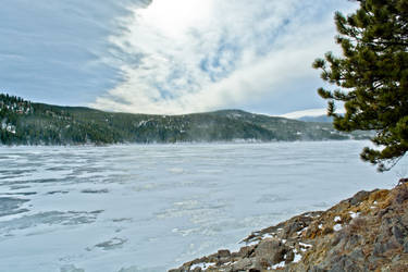 Frozen lake in the Rockies