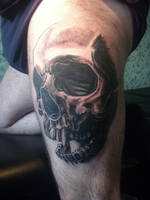 skull leg tattoo